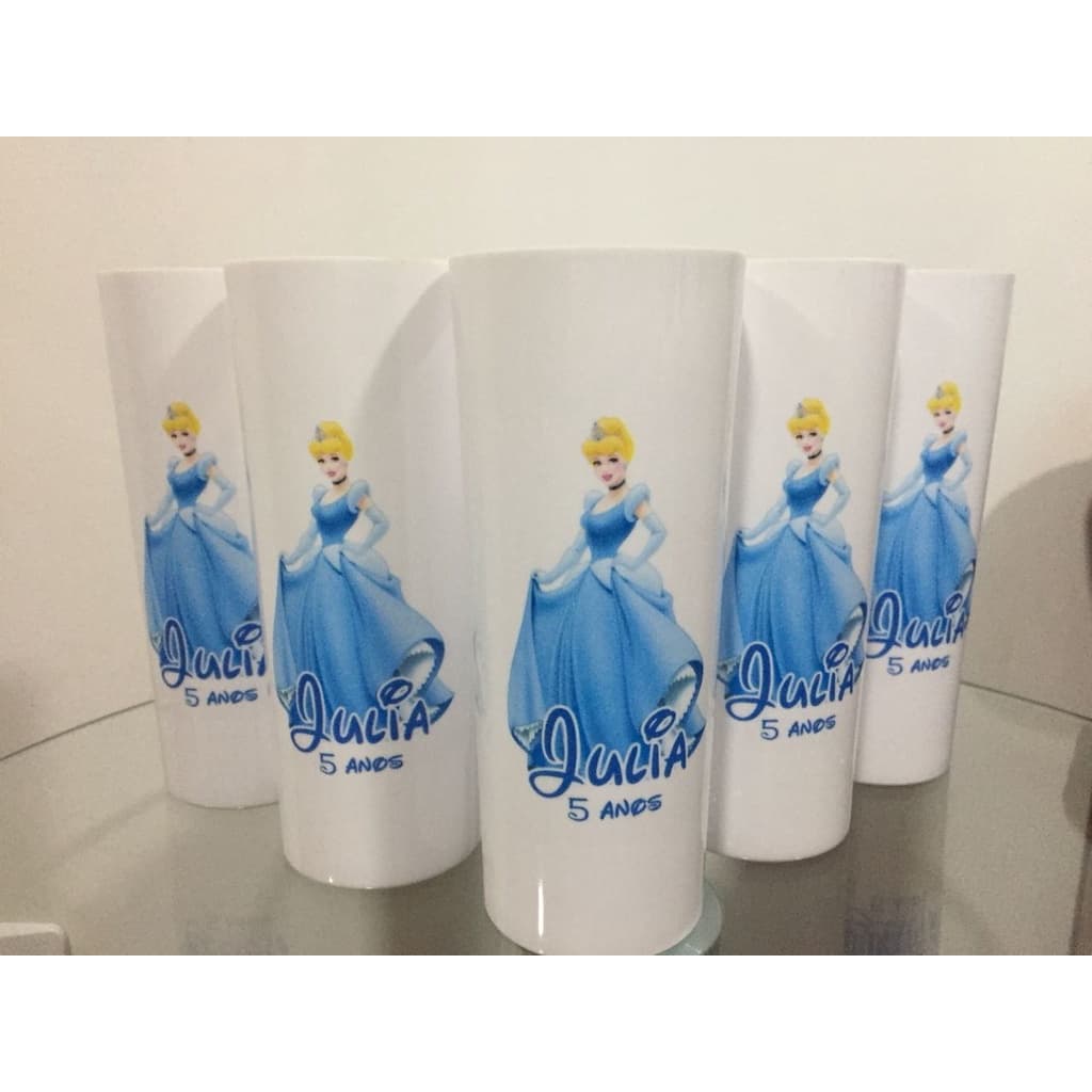 Copo long Drink Cinderela Disney copo brindes copos lembrancinha copo branco copos personalizado aniversário cinderela