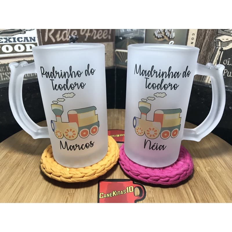 Canecas Personalizadas de CHOPP DE NOSSO ESTOQUE - material em VIDRO JATEADO 460 mL - ESCOLHA 1 CANECAS DE CHOPP DE NOSSA LOJA E NOS INDIQUE PELO CHAT