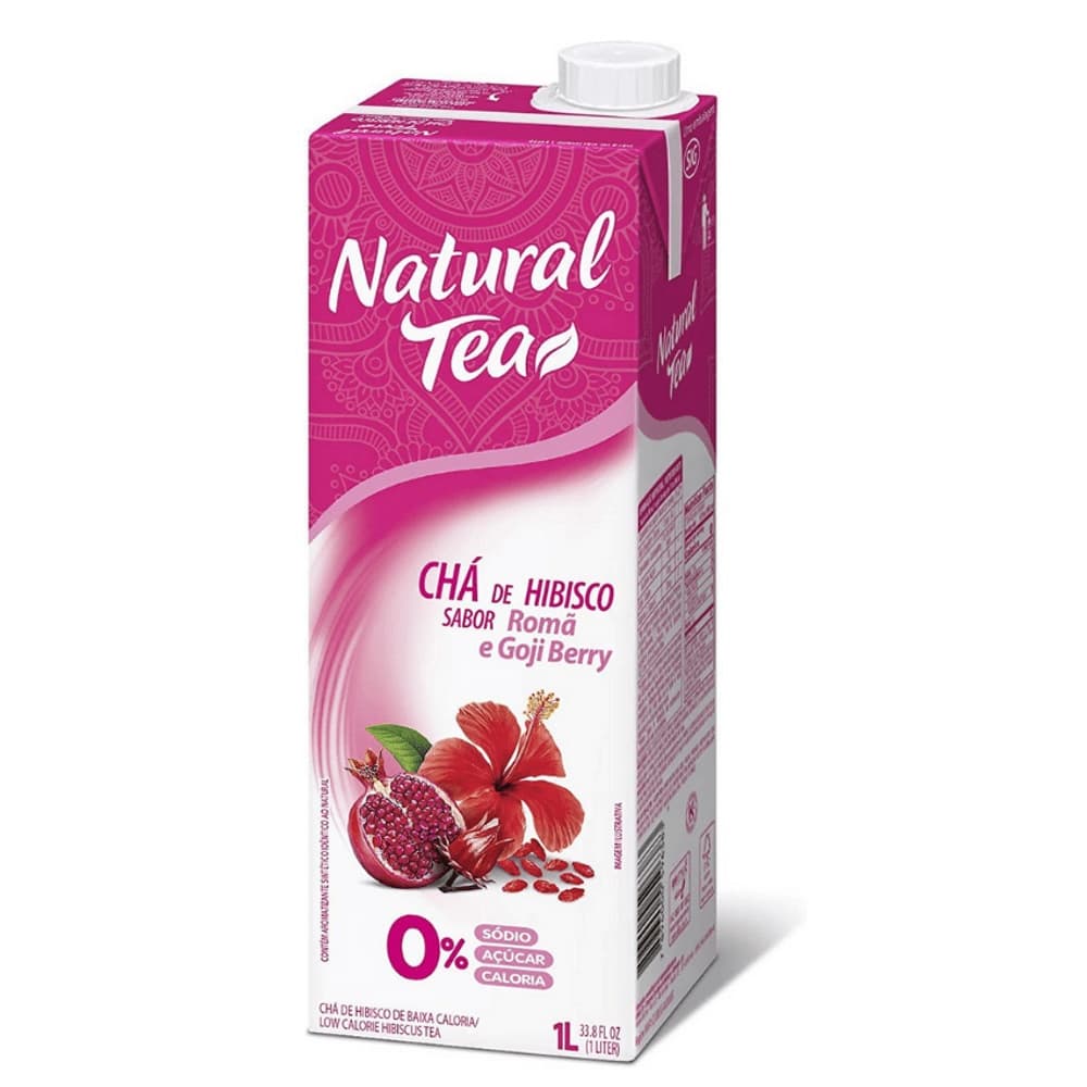 Chá Hibisco Romã E Goji Berry Natural Tea Zero Açúcar Chá Gelado 1 Litro