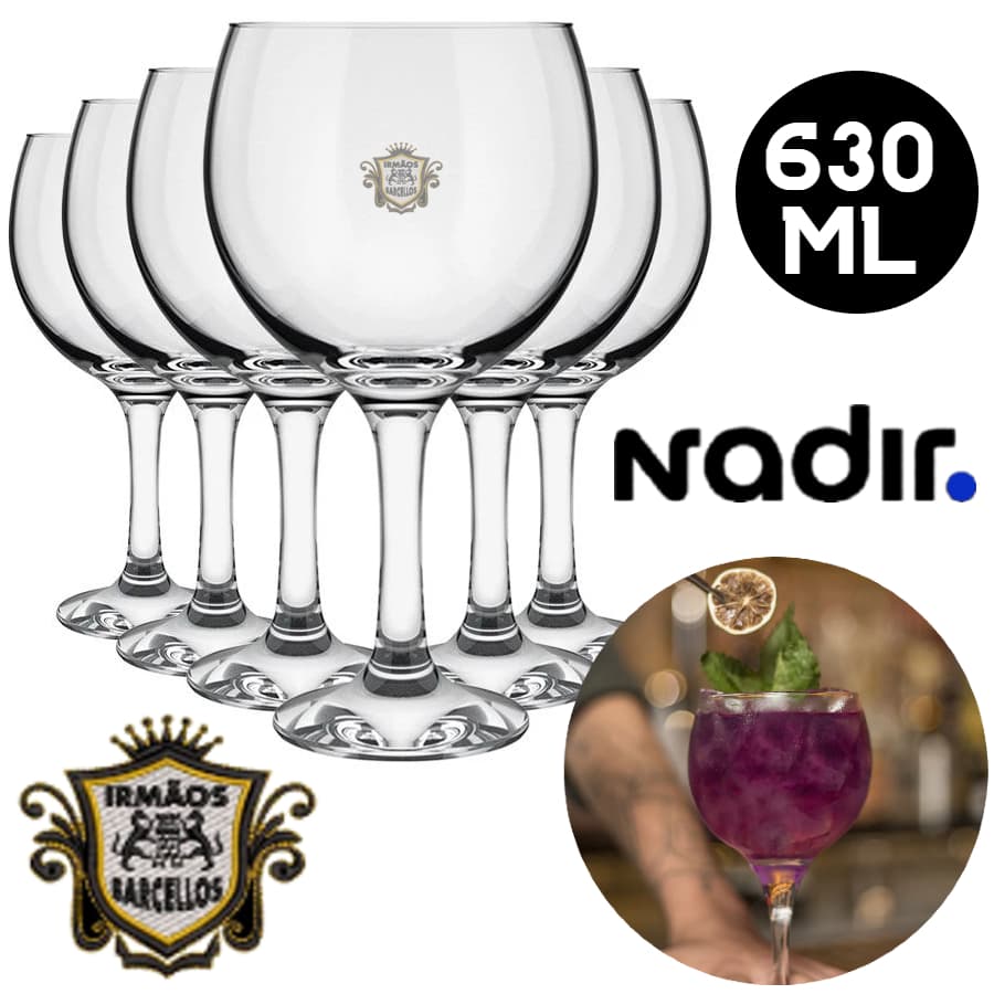 Conjunto De Taças De Gin Modelo Eden 630ML - Taça De Vidro Para Drinks Agua Gin Tonica Utensílios De Cozinha Copos Nadir