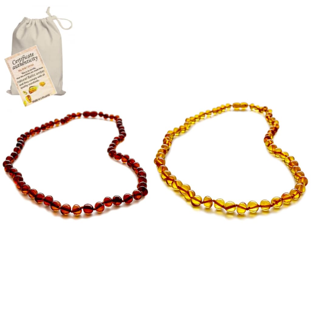 Colar de Ambar Baltico Para Adulto 46cm Certificado Mel Claro Honey Cognac Conhaque