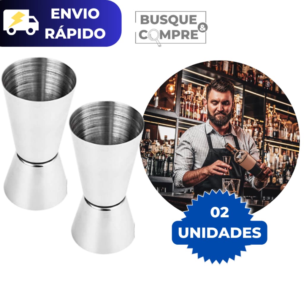 2 Dosadores Duplos de Bebidas para Drinks Coqueteis Batidas Kit Dosador 50ml/25ml Doses para Barman