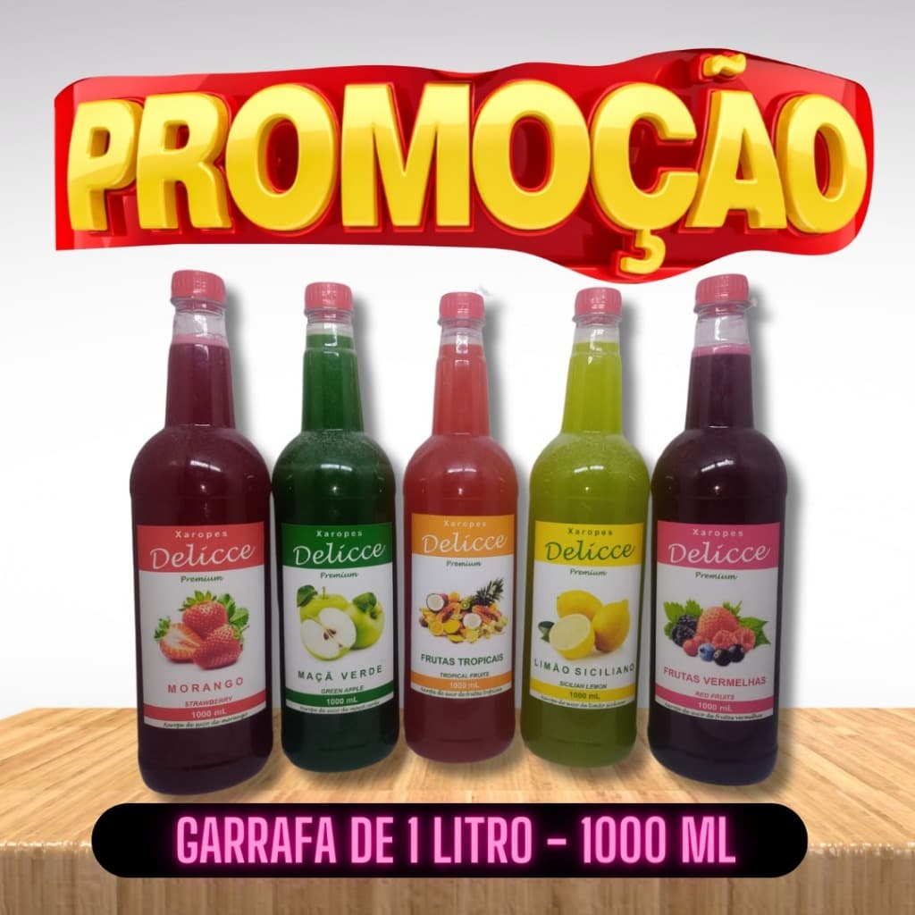 Xaropes Delicce Premium 1000 ml para Drinks, Soda Italiana e Coquetéis.