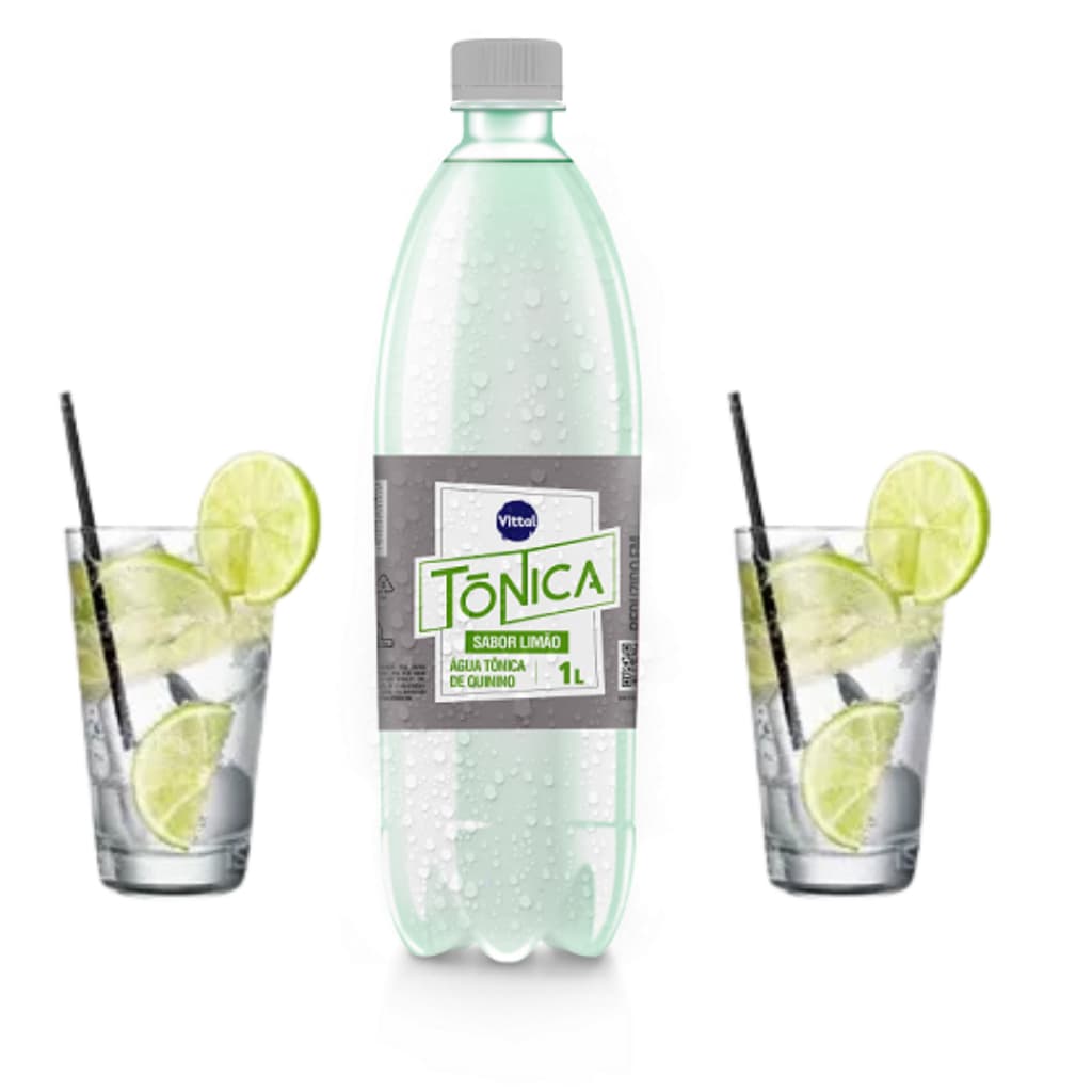 Água Tônica De Quinino Limão Vittal Garrafa 1 Litro Kit C/6