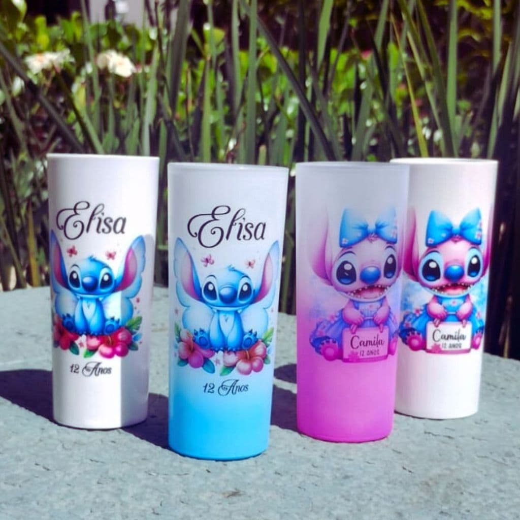 Copo Long Drink Stitch, Copo Long drink personalizado para festa. Copo Stitch Lembrancinha