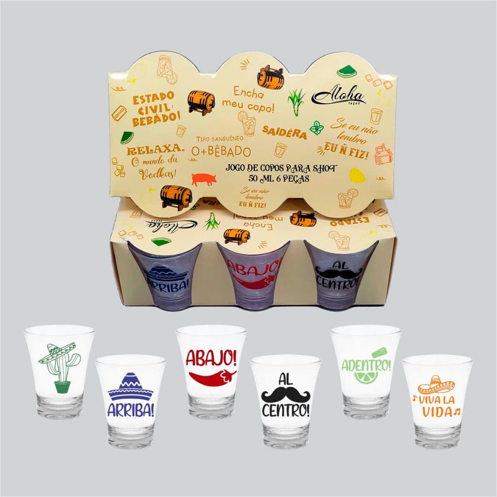 Kit Copos Dose Acrílico ou Base acrilica Tequila Shot Cachaça Boteco 50ml personalizados de copos regua de copos- Aloha