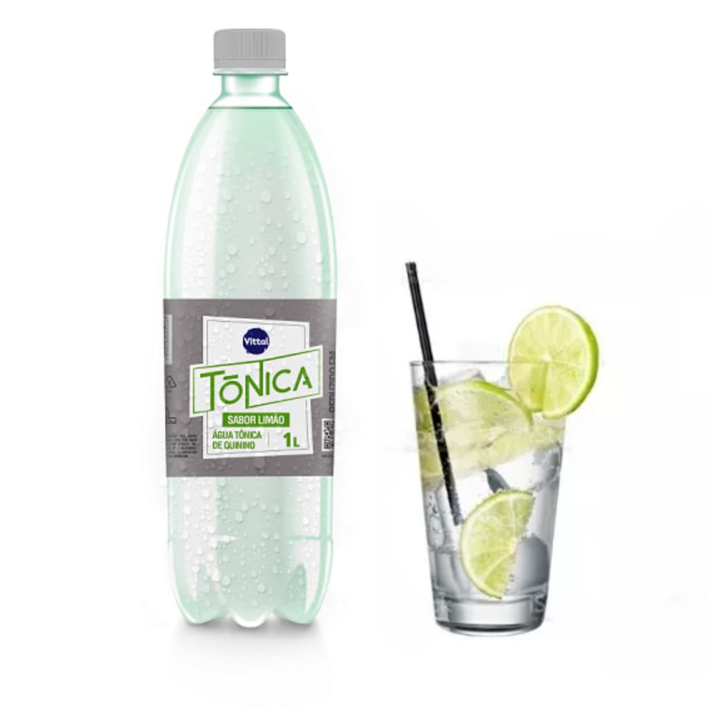 Kit C/12 litros Água Tônica Quinino Limão Vittal Garrafa 1L
