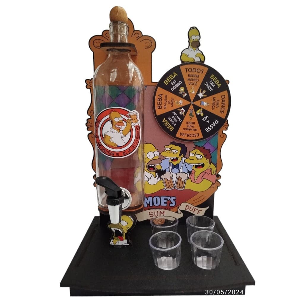 Suporte Cachaça Pingometro De Bancada Com Jogo Roleta Shot pinga cachaça  4 copos