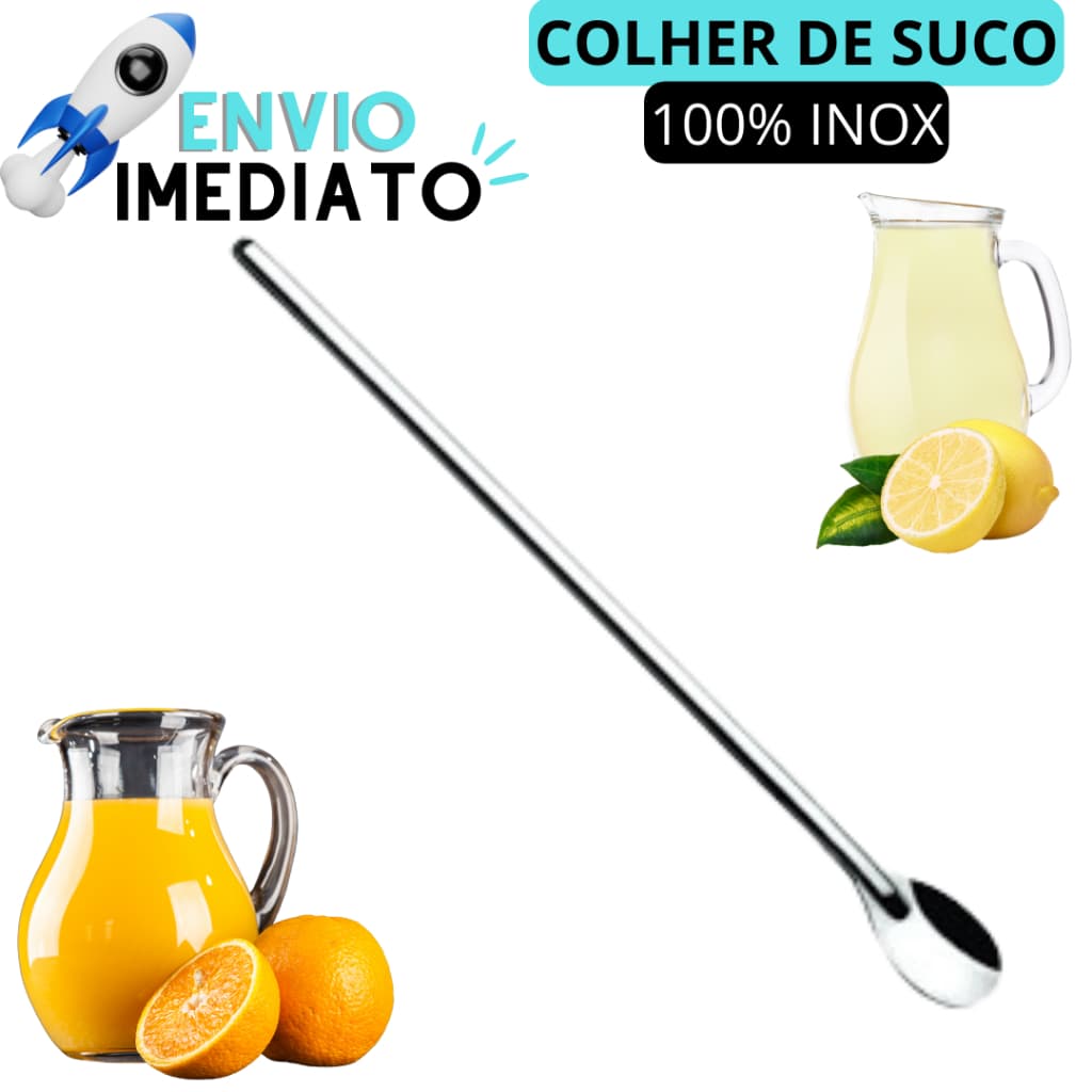 Colher Bailarina Para Suco Drinks Colher Longo Alcance Colher de Suco Em Aço Inox 30cm Bares Restaurantes