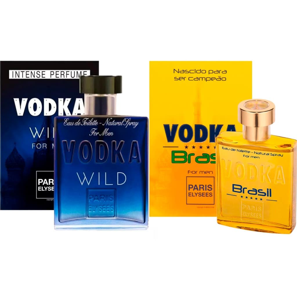 Kit Com 1 Vodka Wild + 1 Vodka Brasil Amarelo 100ml Paris Elysees