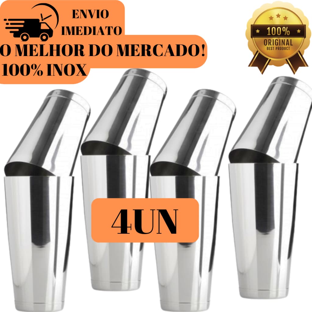 KIT 04 Coqueteleira 100% Inox Para Drinks Coquetéis Caipirinha Kit Caipirinha Para Bares Restaurantes Barman