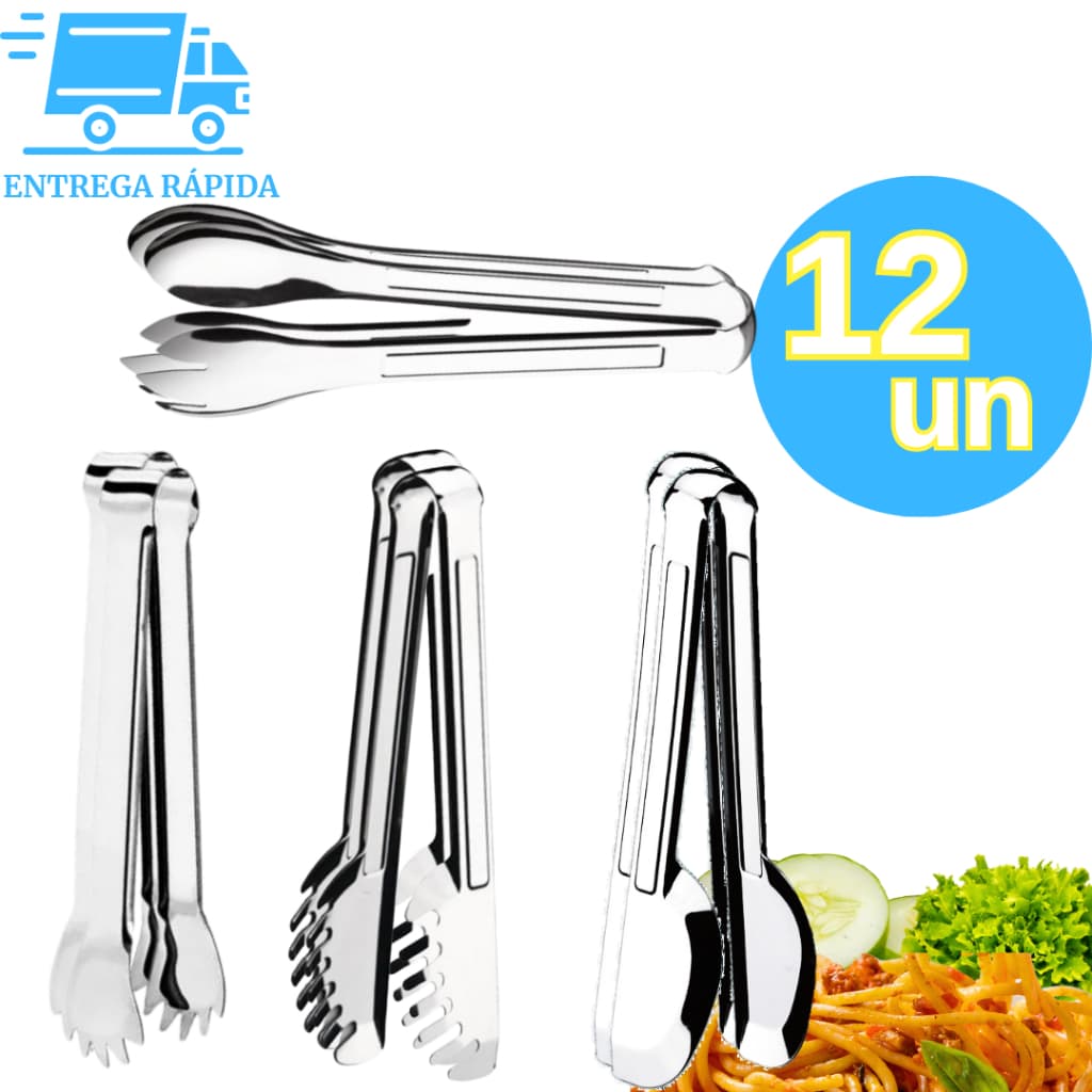 Kit 12 Pegador de Massa + Pegador de Salada + Pegador de Gelo + Pegador de Universal Inox Premium