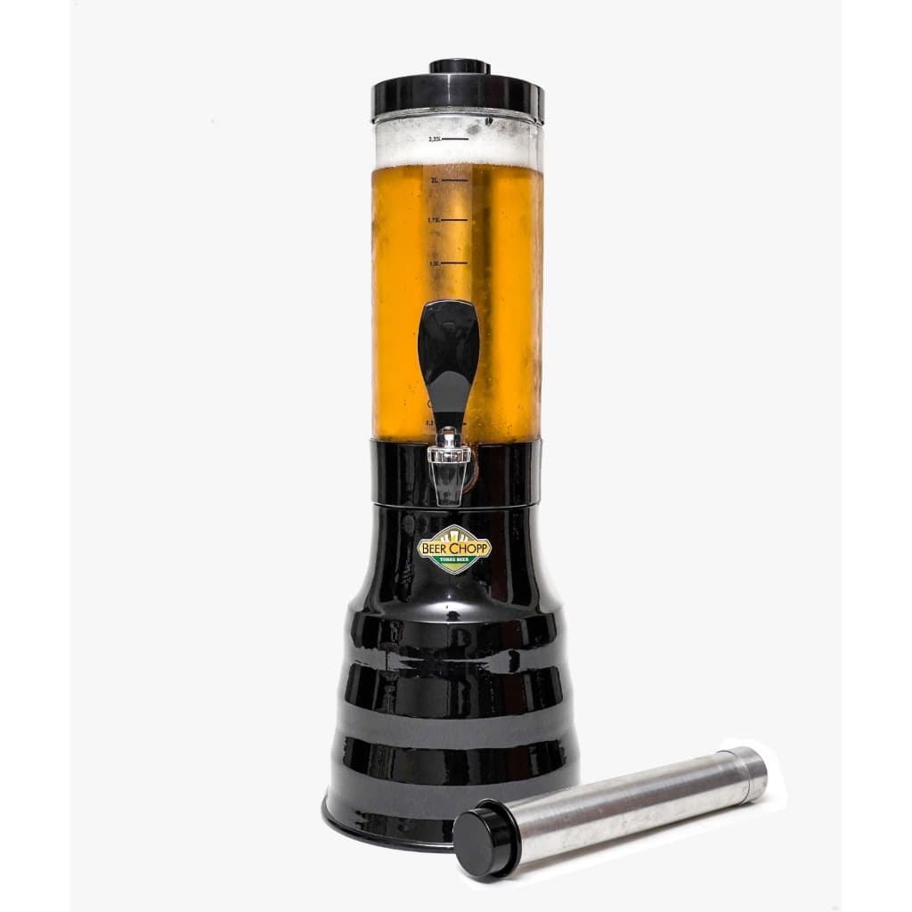 Torre Chopp 2 litros Base Giratória Copo Removível 2 refil Preta - Use como Chopeira / Cervejeira