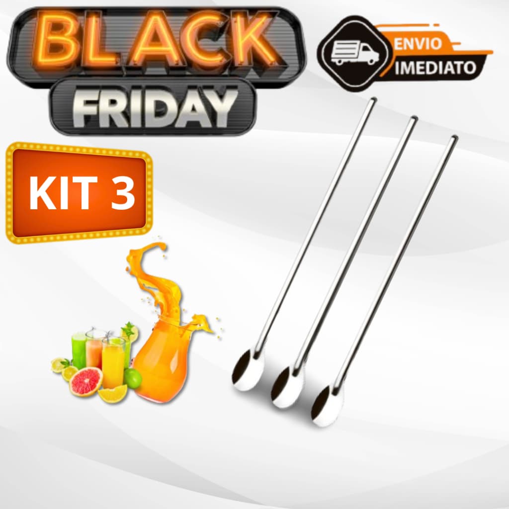 KIT 3 Colher Bailarina Colher de Suco Drinks Milkshake Colher Longo Alcance 30cm Barman Bartender Hoteis Restaurantes