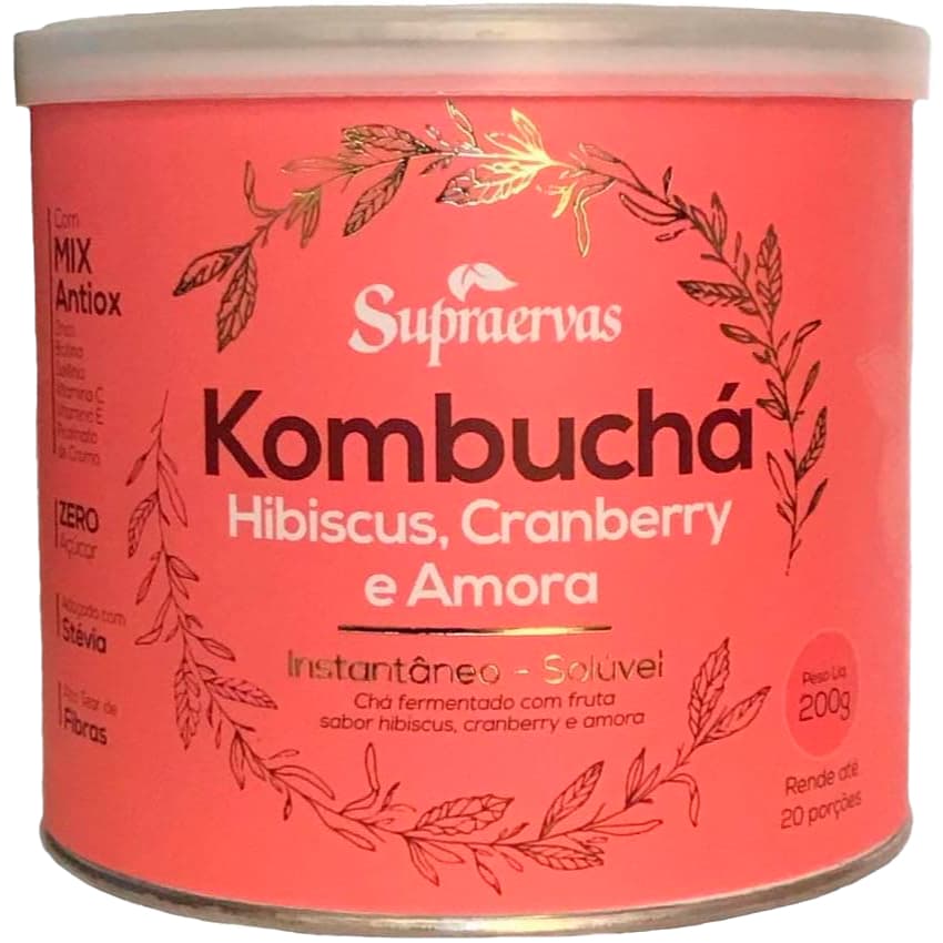 Kombuchá Com Hibiscus, Cranberry E Amora Supraervas 200g