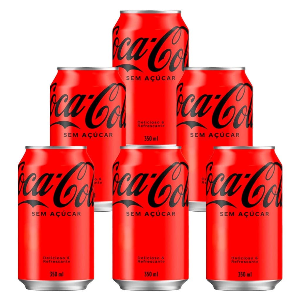 Kit 12 Latas do Refrigerante Coca Cola Zero de 350ml cada  A Coca-Cola Sem Açúcar é um refrigerante que não contém calor