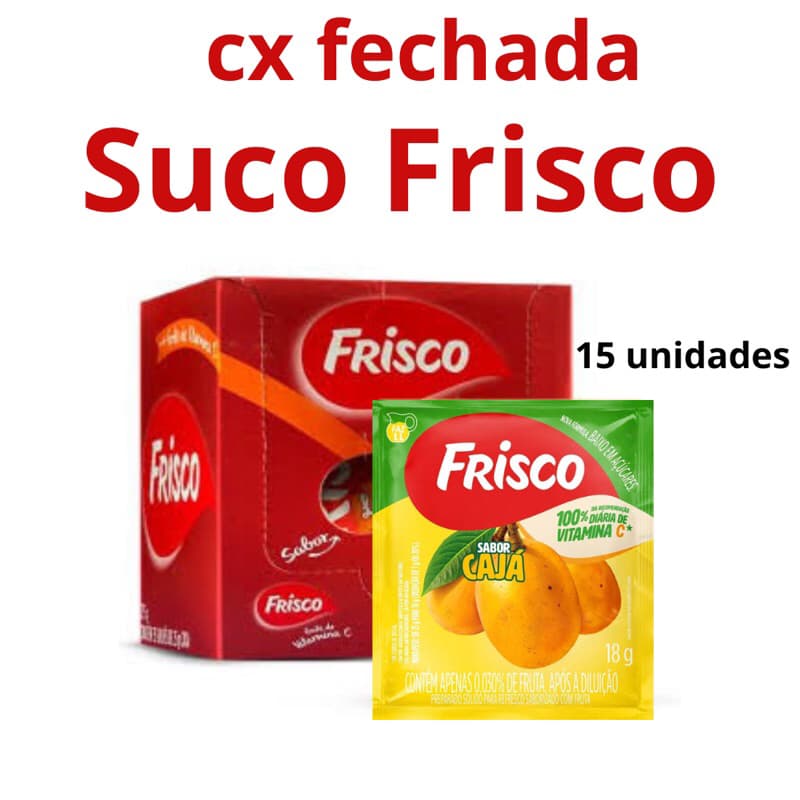 Caixa com 15 unidades 20g de Suco Frisco caixa suco em pó  Refresco em Pó Caixa  Kit Volta as aulas Sucos Fardo