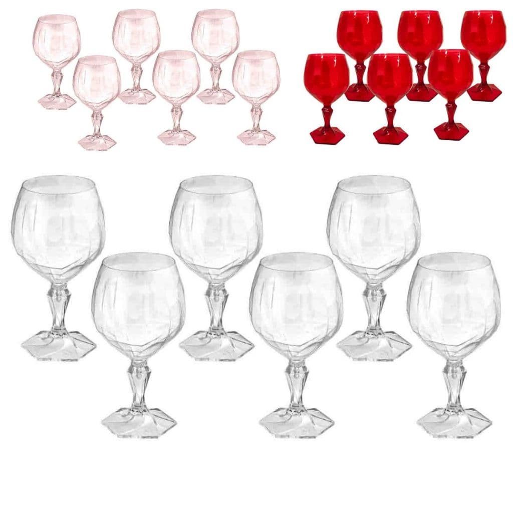 Jogo De Taças - Taça De Gin - Taças De Acrílico - Taça Para Vinho - Jogo De Taça Uz Envio Imediato