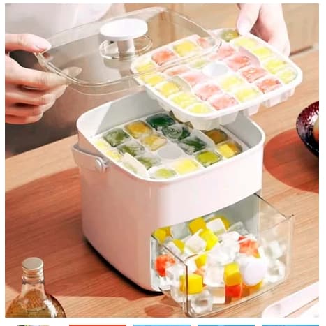 Forma de Gelo Caixa de Gelo Dispenser De Gelo 48 Cubos Com Gaveta Botão Solta Gelo E Pegador Luxo Puro