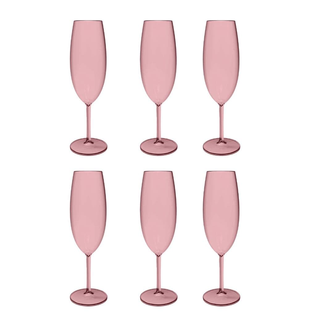 Taças Conjunto 6 Taças Espumante Champagne Ou 280Ml Rosa Quartz Plástico