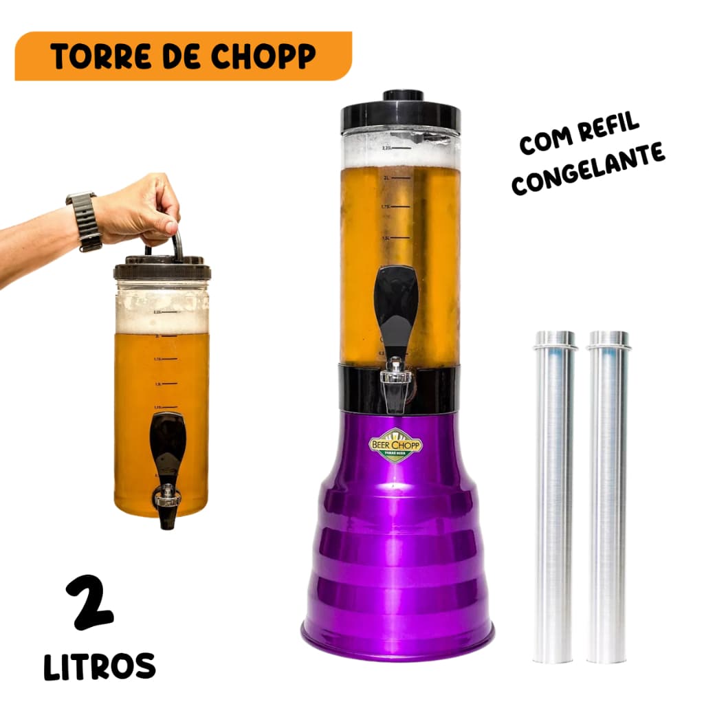 Torre De Chopp Uso Doméstico Profissional 2,25 Litros Beer Chopp Refil Congelante Bar Restaurante Festa