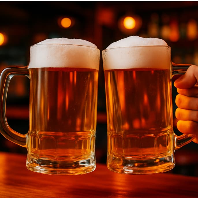 KIT 2 Canecas 390ML de Vidro Chopp Conjunto de Caneca Bar Restaurante Transparente