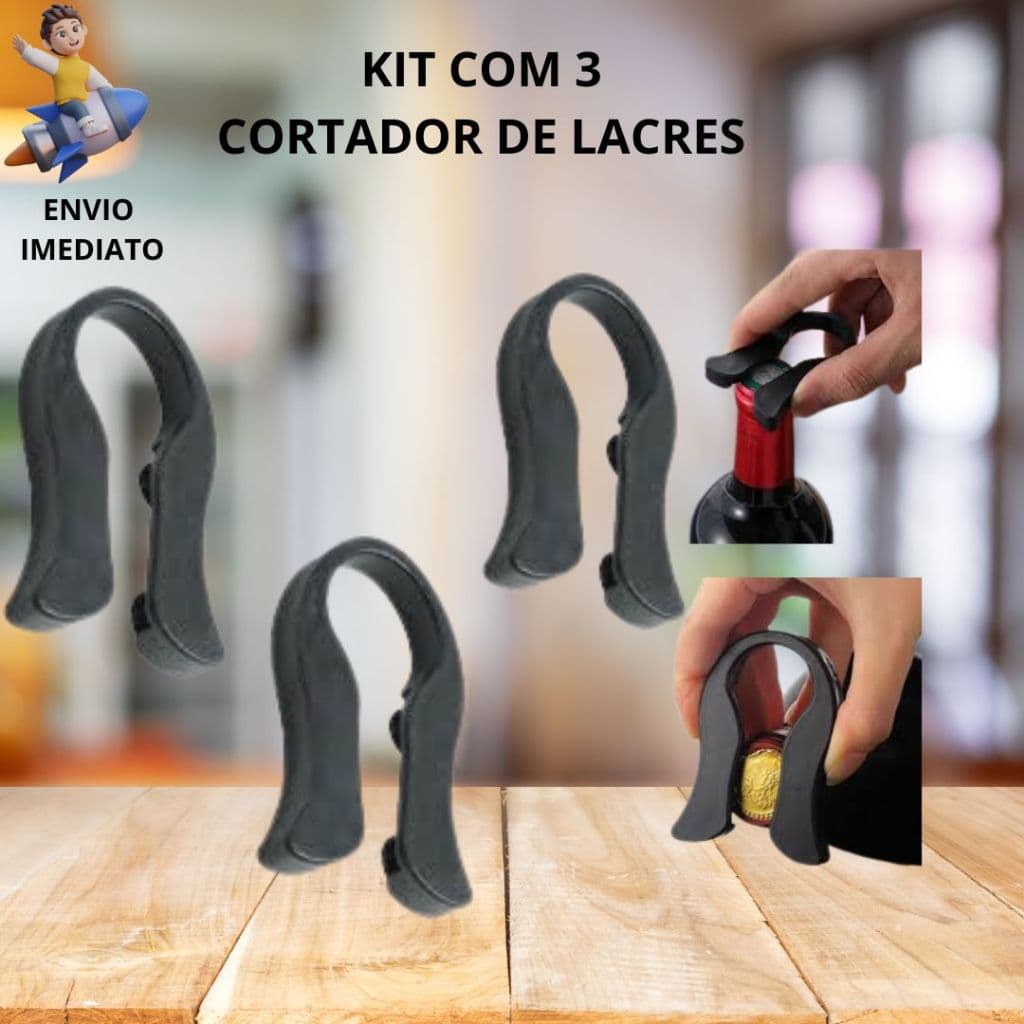Cortador de Lacres Para Vinhos Wine Garrafas Champagne Corta Lacre - 3 Unidades