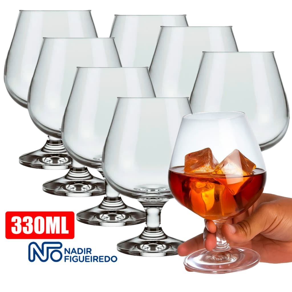 Jogo Kit 12/06/06 Taças de CONHAQUE Vidro Brilhante Nadir 330ml Bebidas Multiuso Drink Buffet Bar