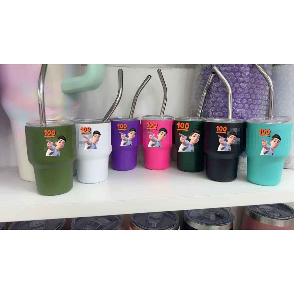 Mini Copos De Shot Com Canudo - Conjunto de Mini Copos De Shot 90ml c/Logo