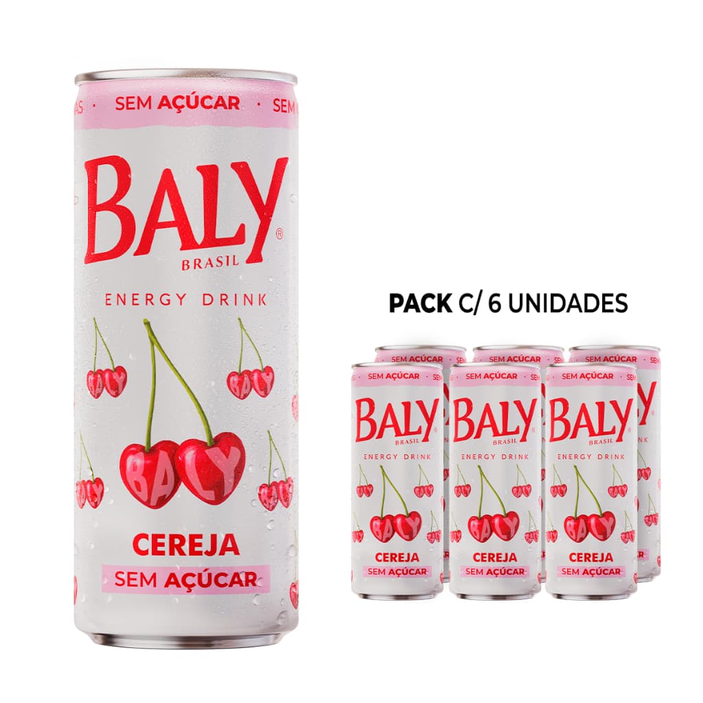 Pack Energético Baly Energy Drink Cereja Sem Açucar 250ml