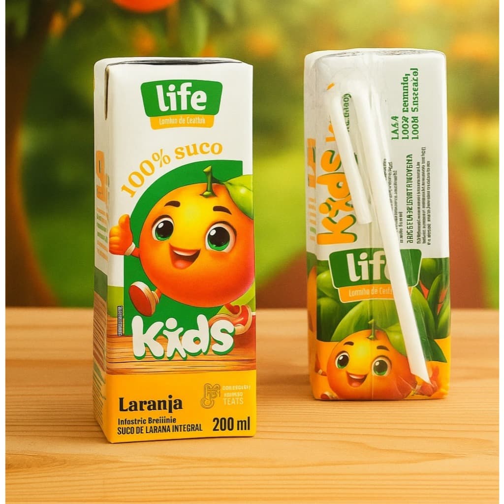Suco Laranja Integral 200ml 100% suco, sem açúcar, sem glúten - 6 unidades