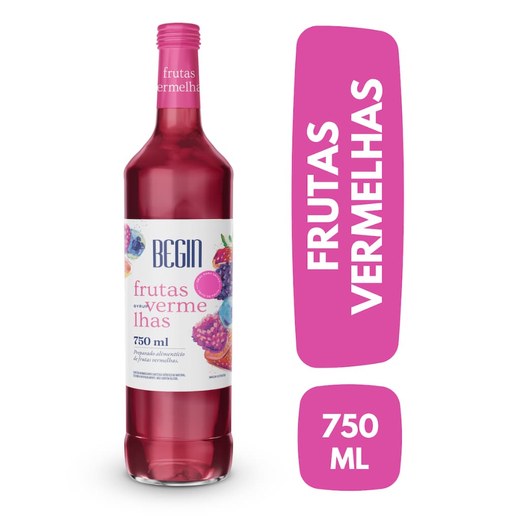 Xarope Frutas Vermelhas Begin Para Drinks - Garrafa 750ml
