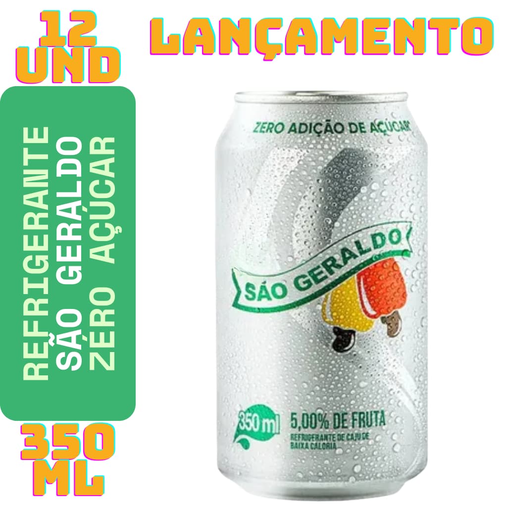  Kit 12 Refrigerante Cajuína São Geraldo Latinha 350 Ml Lata Original ou Zero Açúcar Tradição Nordestina
