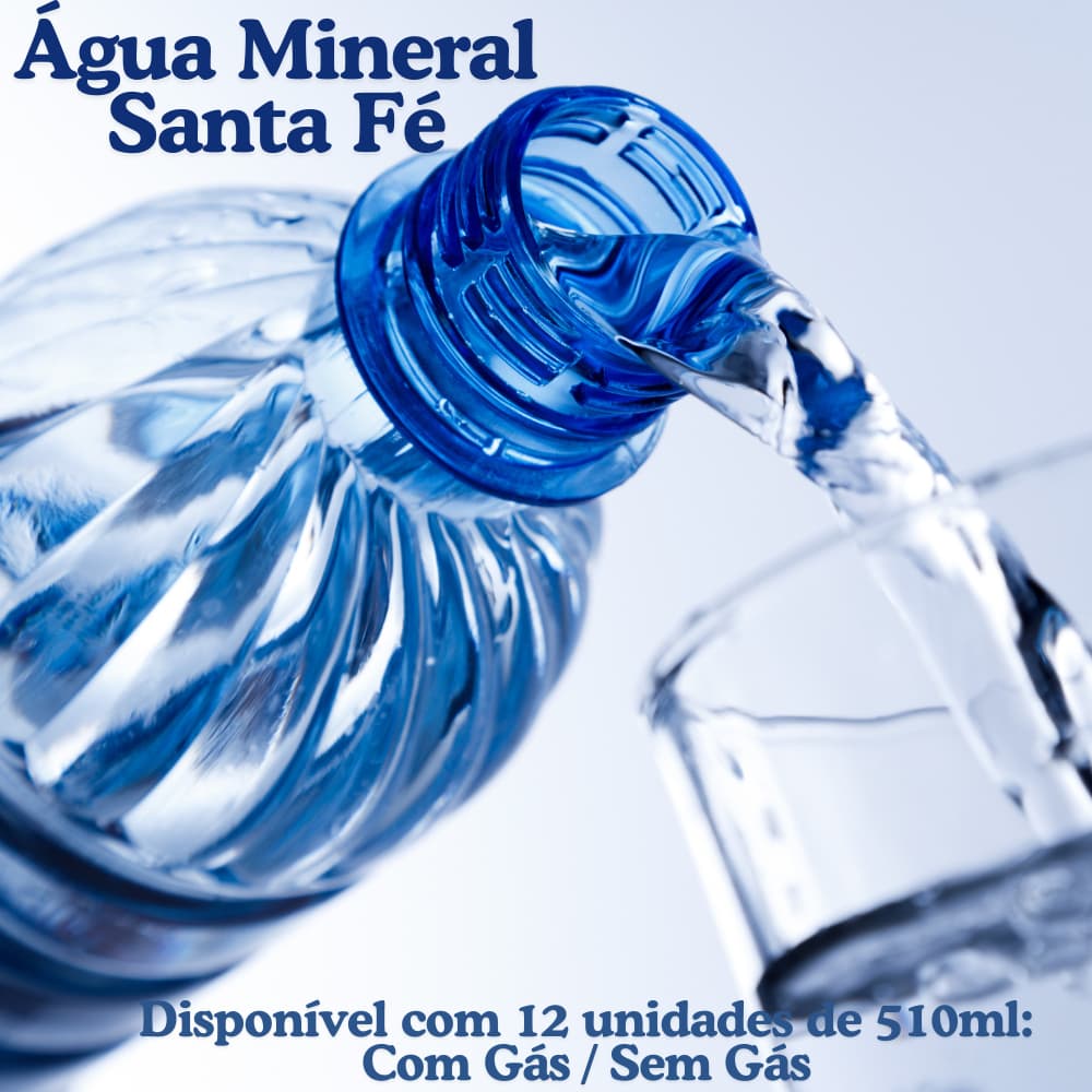 Água Mineral Santa Fé 510 ml Com Gás e Sem Gás Fardo c/12 Unidades Pronta Entrega