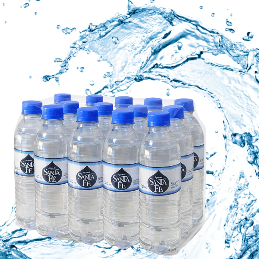Água Mineral Santa Fé 510 ml Com Gás e Sem Gás Fardo c/12 Unidades Promoção