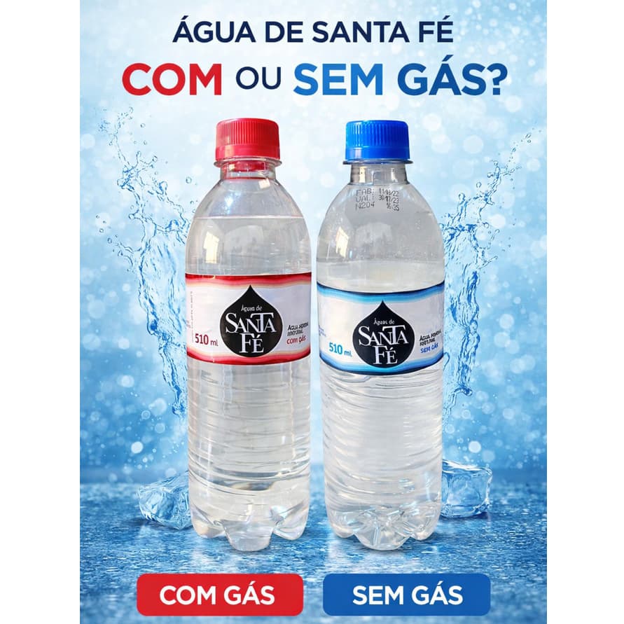 Água Mineral Santa Fé 510 ml Com Gás e Sem Gás Fardo c/12 Unidades Hidratação Prática