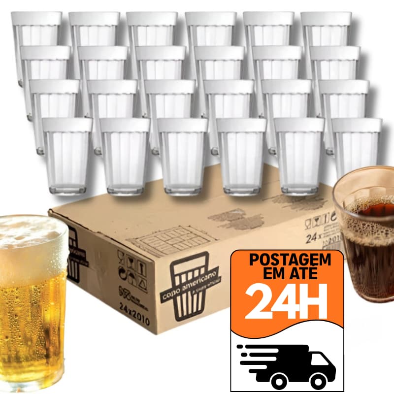 Copo Americano NADIR - Kit 24/12/06  Copo de café - Copo suco - Copo cerveja -  Nadir 190ml
