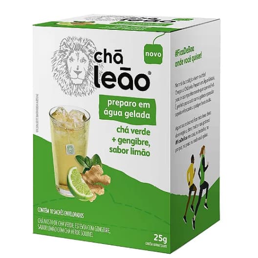 CHA GELADO LEAO CX10 SACHES CHA VERDE/GENGIBRE/LIMAO - LEAO