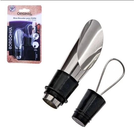 Tampa Bico Dosador para Vinho muito pratico Garrafa com tampa Aço Inox 7,5cm Corta gota vinho