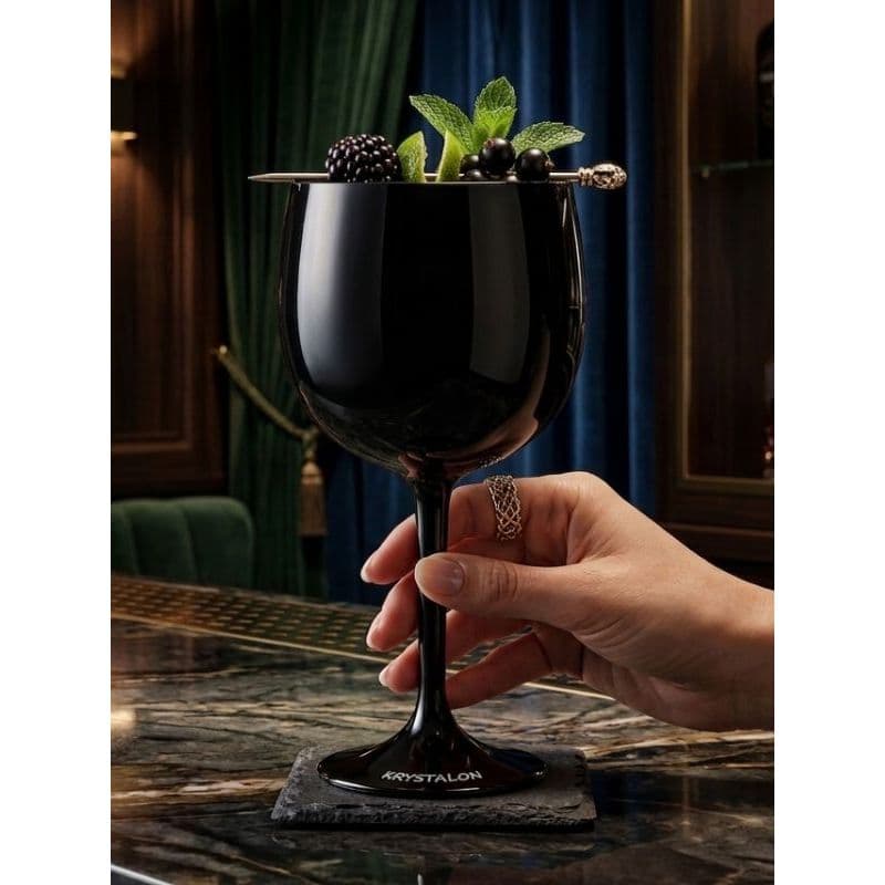 Taça de Gin Preta 550ml Acrílico Premium Krystalon - Taça de Gin Resistente Luxo para Festas e Eventos