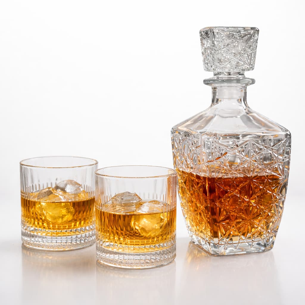 Kit Licoreira Garrafa De Vidro Para Whisky 2 Copos De Whisky Mini Bar Em Casa Decoração Uisque