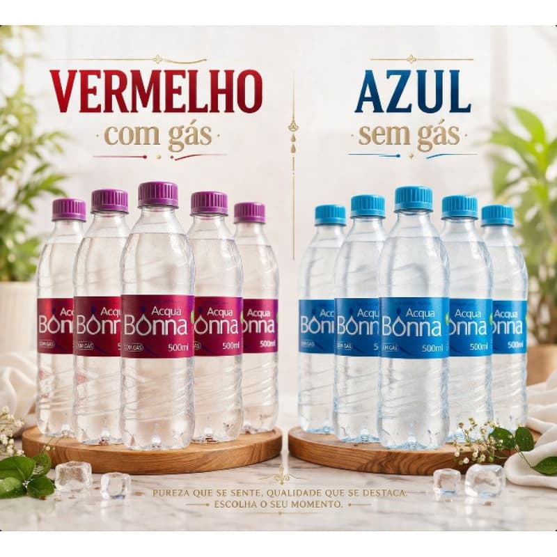 Água Mineral Natural Bonna l Com 500 Ml 12 Unidades Com Gás ou Sem Gás escolha seu Pack