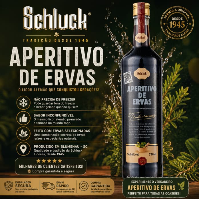 Aperitivo de Ervas Schluck Digestivo Licor Erva Doce 750ml
