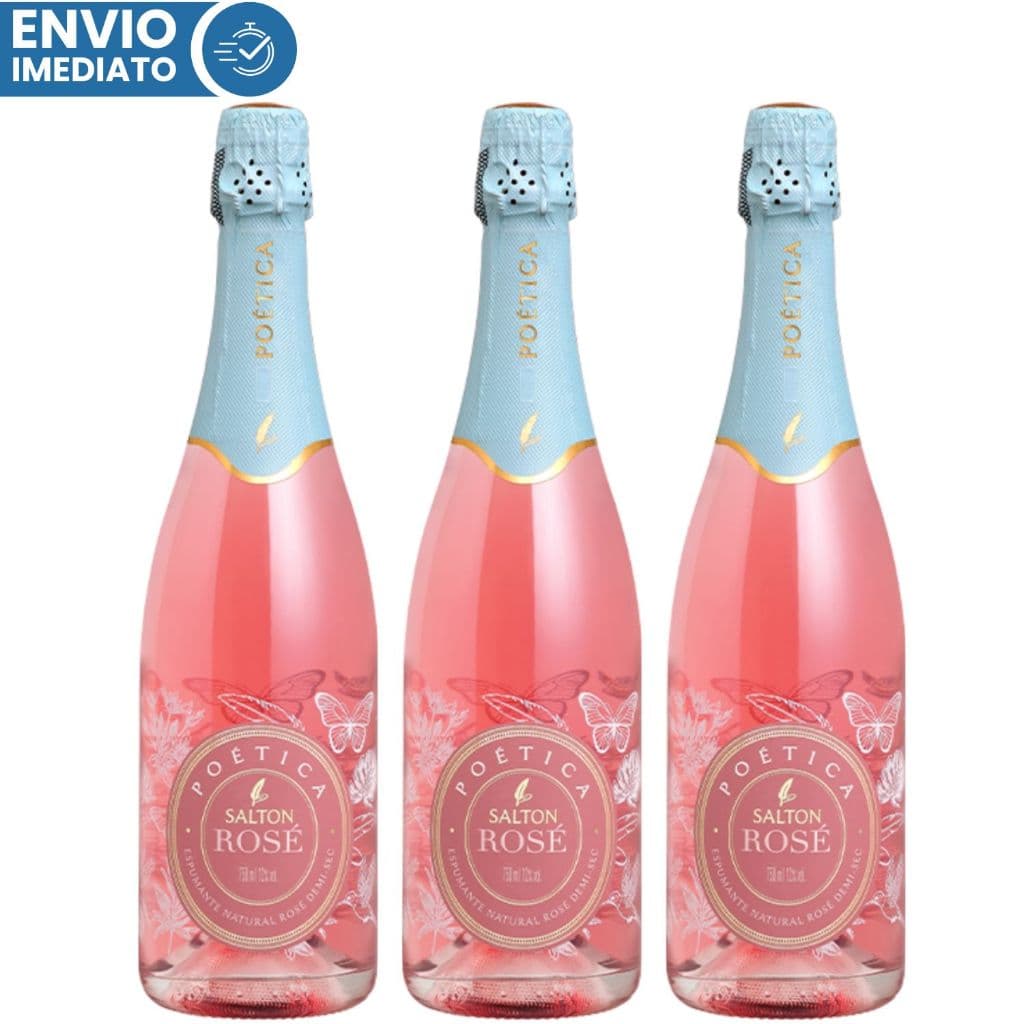 Atacado 3 Garrafas Espumante Salton Poetica Demi Seco Rose 750ml