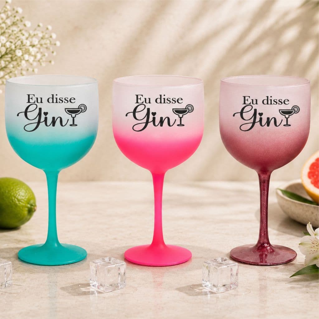 Kit despedida de solteira taças de gin Degrade acrílico eu disse gin festa madrinhas