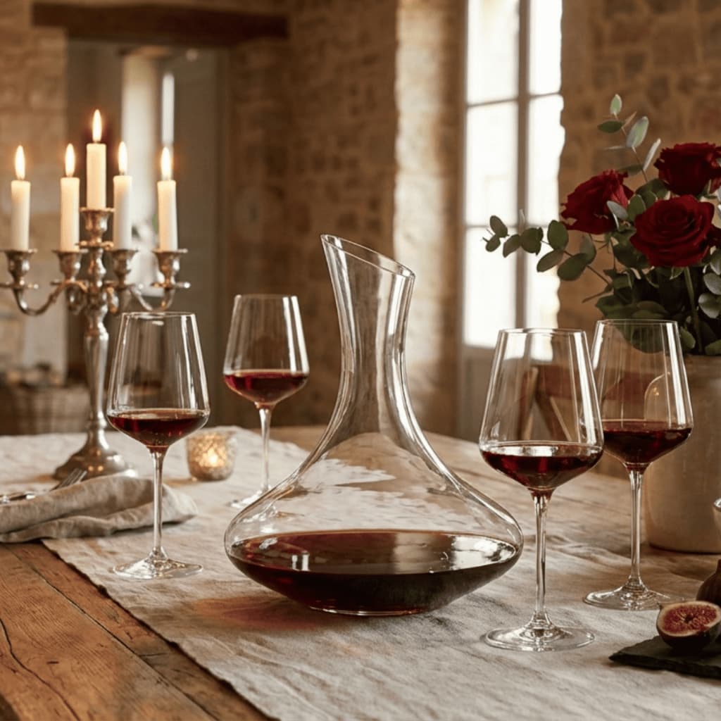 Decanter De Vinho 1,5l Decantador + 4 Jogo Taças De Vidro Vinho Tinto 500ml