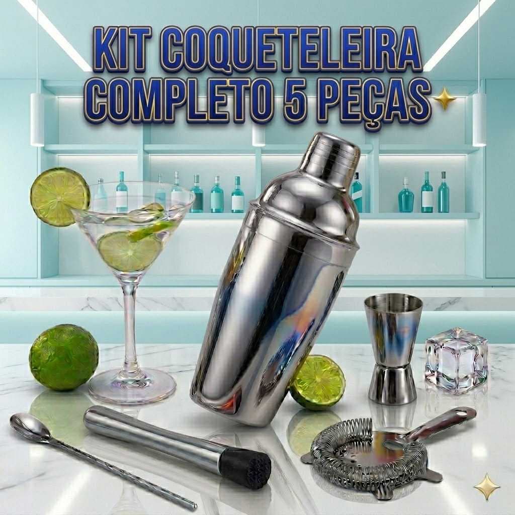 Kit Barman Coqueteleira Inox Kit Caipirinha 5 Peças Profissional Ideal Para Drinks Festas - Adegas Kit Completo Bebidas