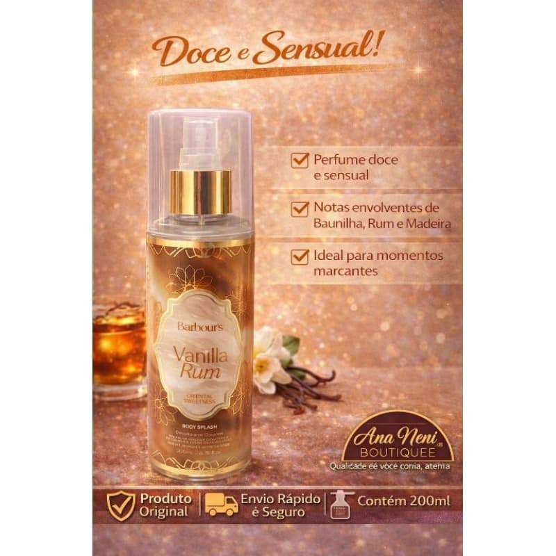 Body Splash Barbour’s Vanilla Rum 200ml Baunilha Rum Feminino Doce Original
