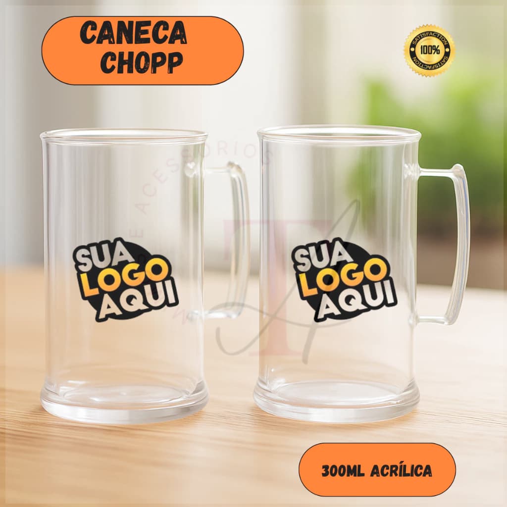 Kit Canecas de Chopp 300ml Personalizada Acrílico Cerveja Chopp Chope Aniversário Evento Festa 30/50 unidades