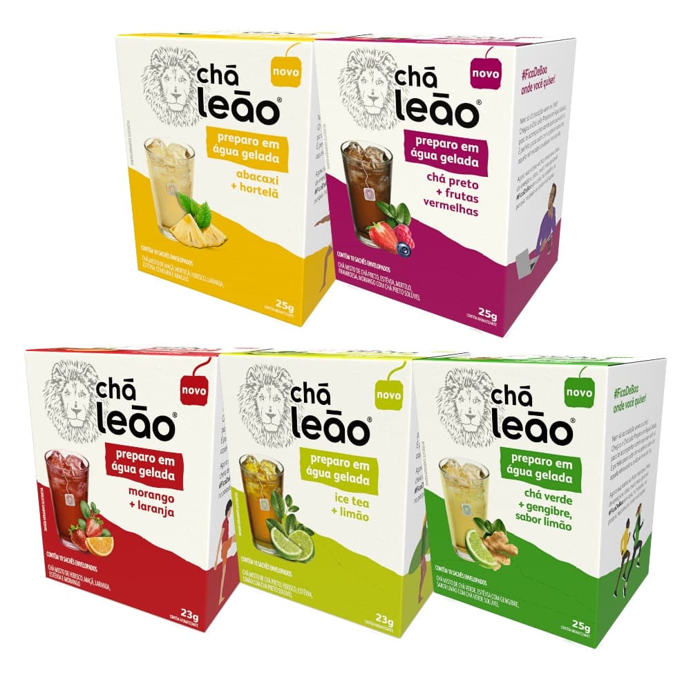 Cha Leao Gelado, 50 saquinhos, Água Gelada